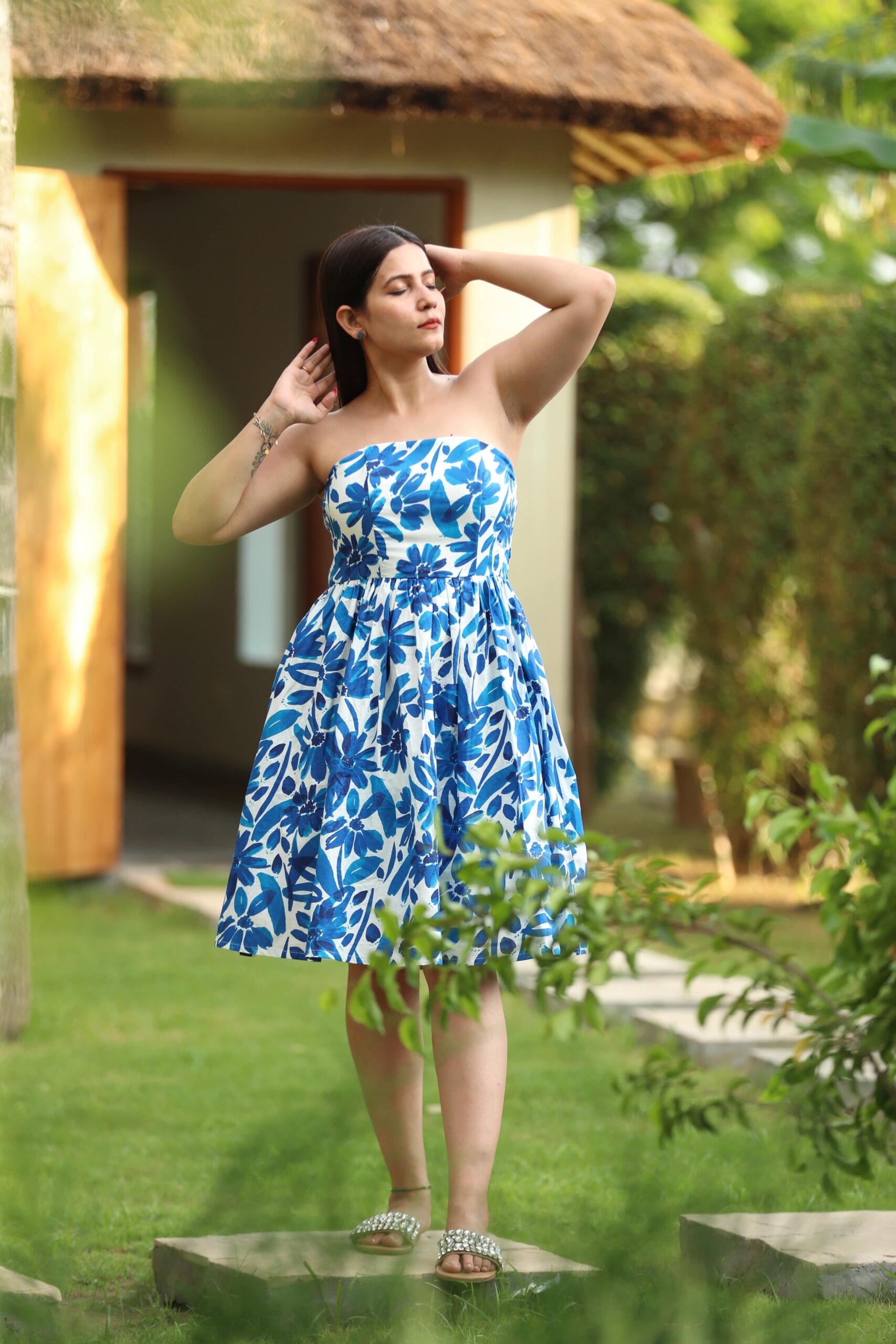 Ocean Bloom Strapless Dress